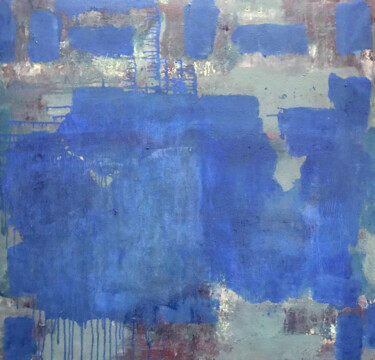Painting titled "Blue Wall" by Roberto Romei Rotondo, Original Artwork, Oil