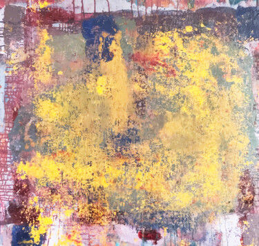 Painting titled "Yellow in Ruins" by Roberto Romei Rotondo, Original Artwork, Oil Mounted on Wood Stretcher frame