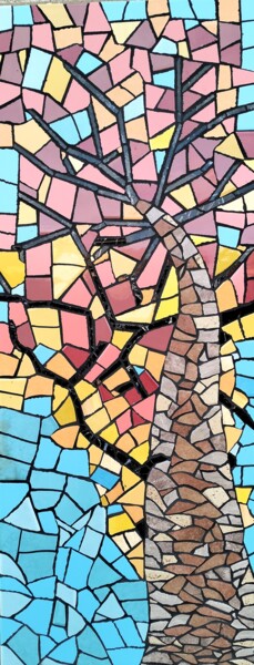 Scultura intitolato "Quadro di betulla v…" da Roberto Rubiola, Opera d'arte originale, Mosaico Montato su Pannello di legno