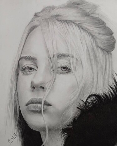 Drawing titled "Billie Eliesh" by Roberto Sallén, Original Artwork, Charcoal