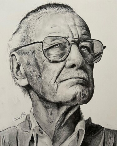Drawing titled "Stan Lee" by Roberto Sallén, Original Artwork, Graphite