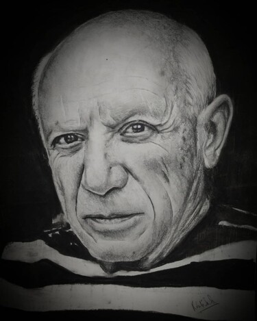 Zeichnungen mit dem Titel "Pablo Picasso" von Roberto Sallén, Original-Kunstwerk, Graphit
