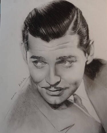Desenho intitulada "Clark Gable" por Roberto Sallén, Obras de arte originais, Lápis