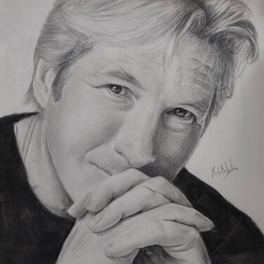 Dessin intitulée "Richard Gere" par Roberto Sallén, Œuvre d'art originale, Graphite