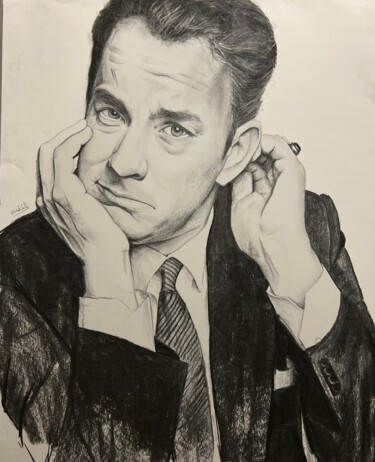 Drawing titled "Tom Hanks" by Roberto Sallén, Original Artwork, Pencil