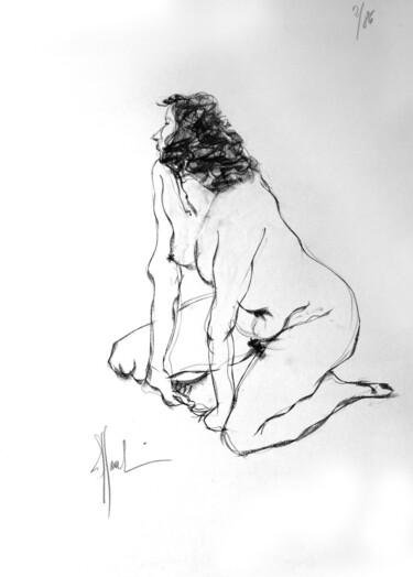 Desenho intitulada "Dessin de nu" por Roberto Tagliazucchi, Obras de arte originais