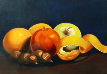 Painting titled "Frutta" by Roberto Tedoldi, Original Artwork, Oil