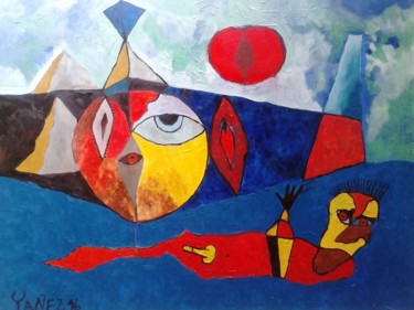 Peinture intitulée "Akt mit Apfel" par Roberto Yañez, Œuvre d'art originale, Huile