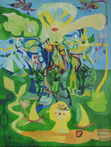Pintura intitulada "Neurologische Lands…" por Roberto Yañez, Obras de arte originais, Óleo