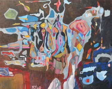 Malerei mit dem Titel "Die geschlachtete U…" von Roberto Yañez, Original-Kunstwerk, Öl
