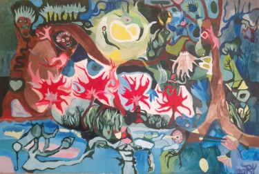 Malerei mit dem Titel "Der Garten am Horiz…" von Roberto Yañez, Original-Kunstwerk, Öl