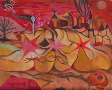 Malerei mit dem Titel "La iglesia sobre el…" von Roberto Yañez, Original-Kunstwerk, Öl