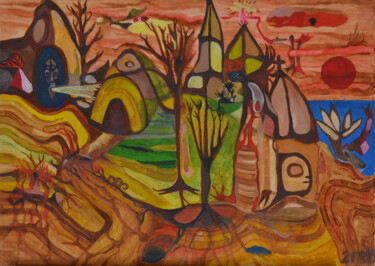 Malerei mit dem Titel "Sincretismo" von Roberto Yañez, Original-Kunstwerk, Öl