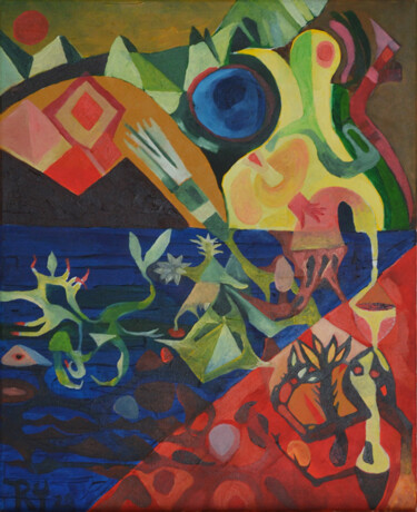 Malerei mit dem Titel "Die Sichtung der Li…" von Roberto Yañez, Original-Kunstwerk, Öl
