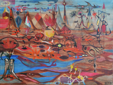 Malerei mit dem Titel "Die Geburt des Magn…" von Roberto Yañez, Original-Kunstwerk, Öl