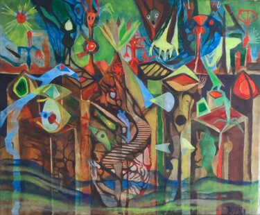 Картина под названием "Die dunkle Sonnenst…" - Roberto Yañez, Подлинное произведение искусства, Масло