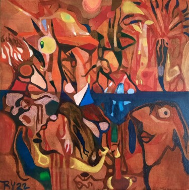 Pintura intitulada "A la luz de la pasi…" por Roberto Yañez, Obras de arte originais, Óleo