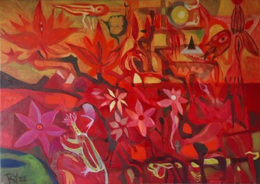 Pintura intitulada "Un sueño tropical" por Roberto Yañez, Obras de arte originais, Óleo