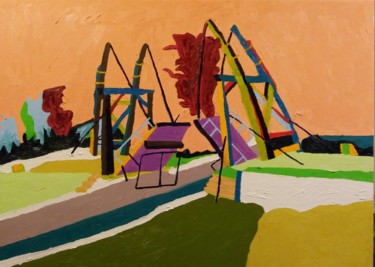 Pintura intitulada "il ponte di Langlois" por Roberto Aere, Obras de arte originais, Óleo
