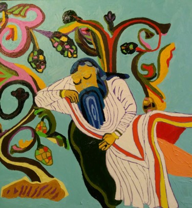 Malerei mit dem Titel "Noè ubriaco" von Roberto Aere, Original-Kunstwerk, Öl