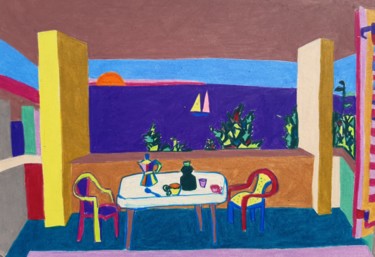 Painting titled "Costa  Paradiso dal…" by Roberto Aere, Original Artwork, Pastel