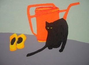 Pittura intitolato "paca la gatta mia e…" da Roberto Aere, Opera d'arte originale