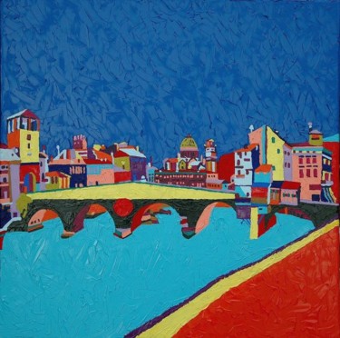 绘画 标题为“ponte pietra 1750” 由Roberto Aere, 原创艺术品