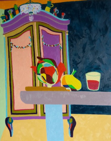 Pintura intitulada "radicchio e cipolla" por Roberto Aere, Obras de arte originais, Óleo