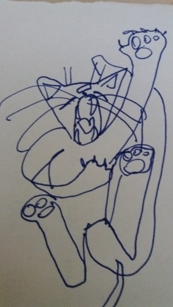 Dessin intitulée "gatto incazzato" par Roberto Aere, Œuvre d'art originale