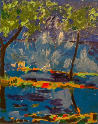 Pittura intitolato "lago di garda" da Roberto Aere, Opera d'arte originale, Acrilico