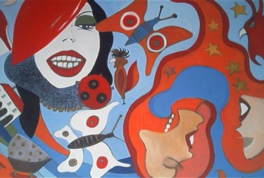 Pittura intitolato "donne e farfalle" da Roberto Corso, Opera d'arte originale
