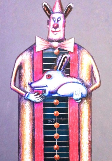 Σχέδιο με τίτλο "Yo y mi mascota." από Roberto Del Giudice, Αυθεντικά έργα τέχνης, Μολύβι