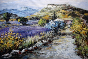 Painting titled "Provencal Lavender" by Roberto Fisano, Original Artwork, Oil