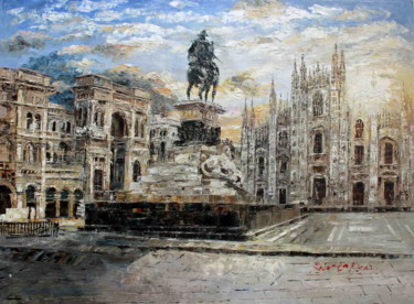 Painting titled "Milan Cathedral" by Roberto Fisano, Original Artwork, Oil