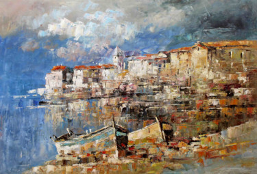 Painting titled "Fishing Villages Ex…" by Roberto Fisano, Original Artwork, Oil