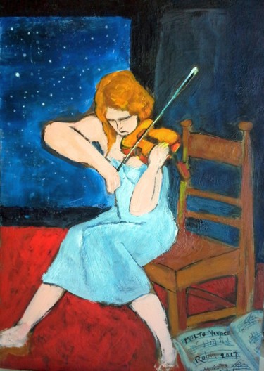 Картина под названием "Music,Molto vivace" - Robin, Подлинное произведение искусства, Энкаустический