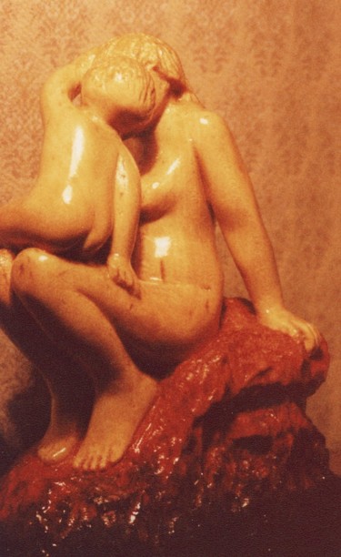 Skulptur mit dem Titel "Maternité" von Robert Rachel, Original-Kunstwerk, Holz