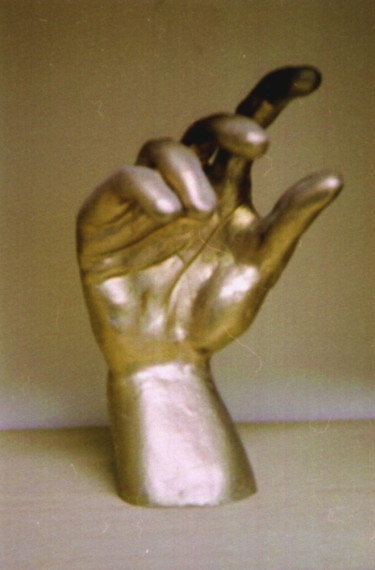 Escultura titulada "Ma main dorée" por Robert Rachel, Obra de arte original, Madera