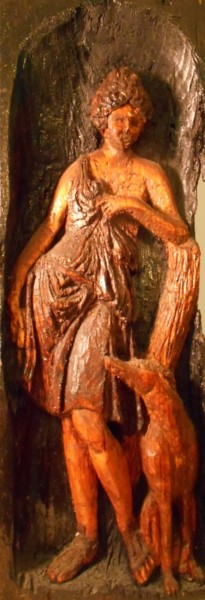 Escultura intitulada "Rétro : Diana sur l…" por Robert Rachel, Obras de arte originais, Madeira