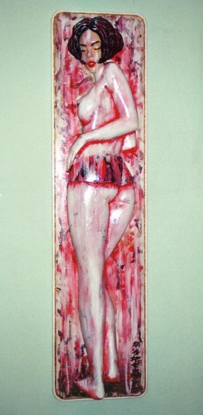 Skulptur mit dem Titel ""Fabriqué au Japon"" von Robert Rachel, Original-Kunstwerk, Holz