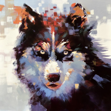 Painting titled "HUSKY" by Robert Séguin, Original Artwork, Acrylic