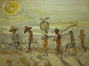 Dibujo titulada "Os Retirantes - Sér…" por Roberval Sales, Obra de arte original, Tinta