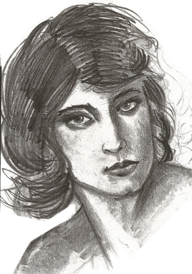 Dibujo titulada "Retrato de mulher" por Roberval Sales, Obra de arte original, Grafito