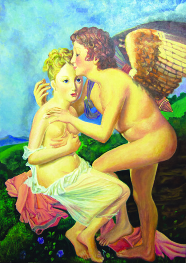 Painting titled "CUPIDO  E PSIQUÊ" by Roberval Sales, Original Artwork, Acrylic