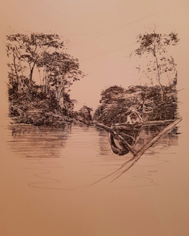 Drawing titled "Costa Rica 2" by Karl Robial, Original Artwork, Ink