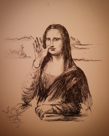 Drawing titled "Joconde" by Karl Robial, Original Artwork, Ink