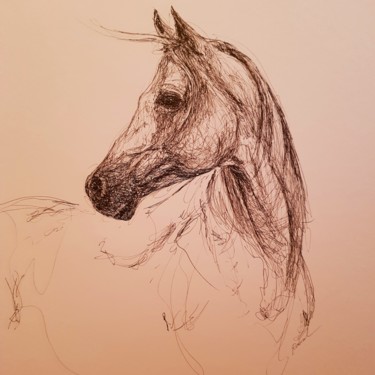 Drawing titled "Horse 2" by Karl Robial, Original Artwork, Ink