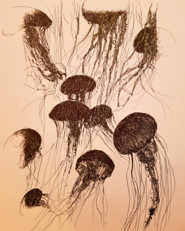 Σχέδιο με τίτλο "Medusa" από Karl Robial, Αυθεντικά έργα τέχνης, Μελάνι
