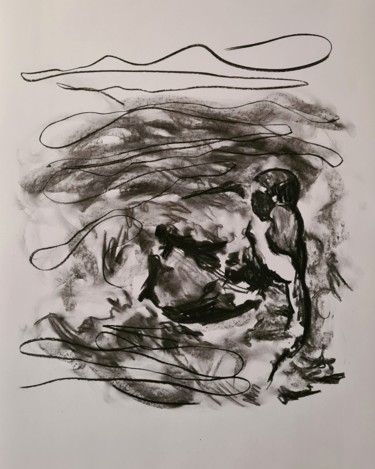 Drawing titled "A l eau 26/09/21" by Karl Robial, Original Artwork, Charcoal