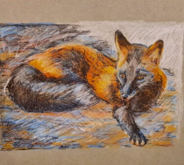 Tekening getiteld "Renard 25/12/22" door Karl Robial, Origineel Kunstwerk, Potlood